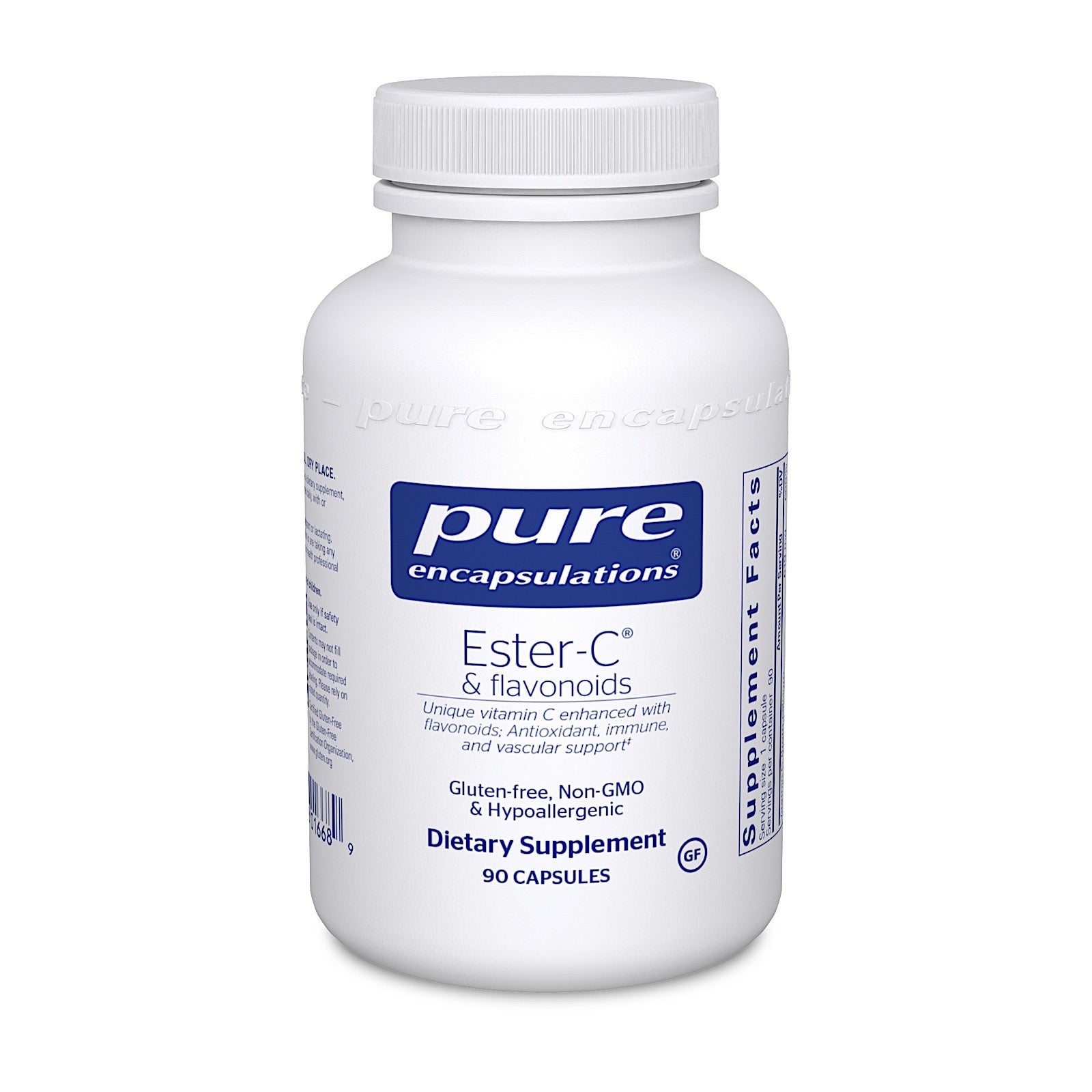 Pure Encapsulations, Ester-C® & flavonoids, 90 Capsules UPC 766298016689 | HiLife Vitamins